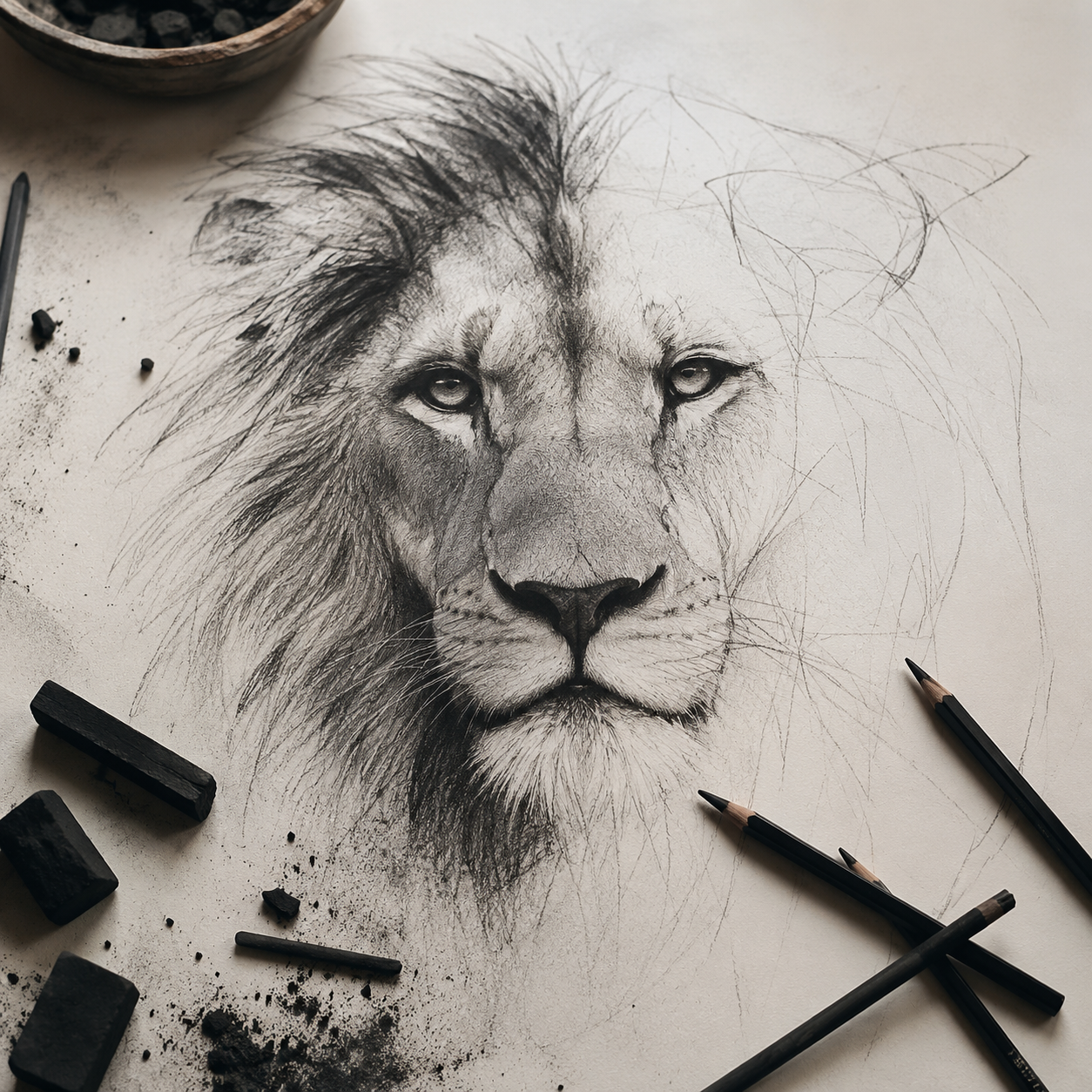 African Lion Study — Charcoal Class