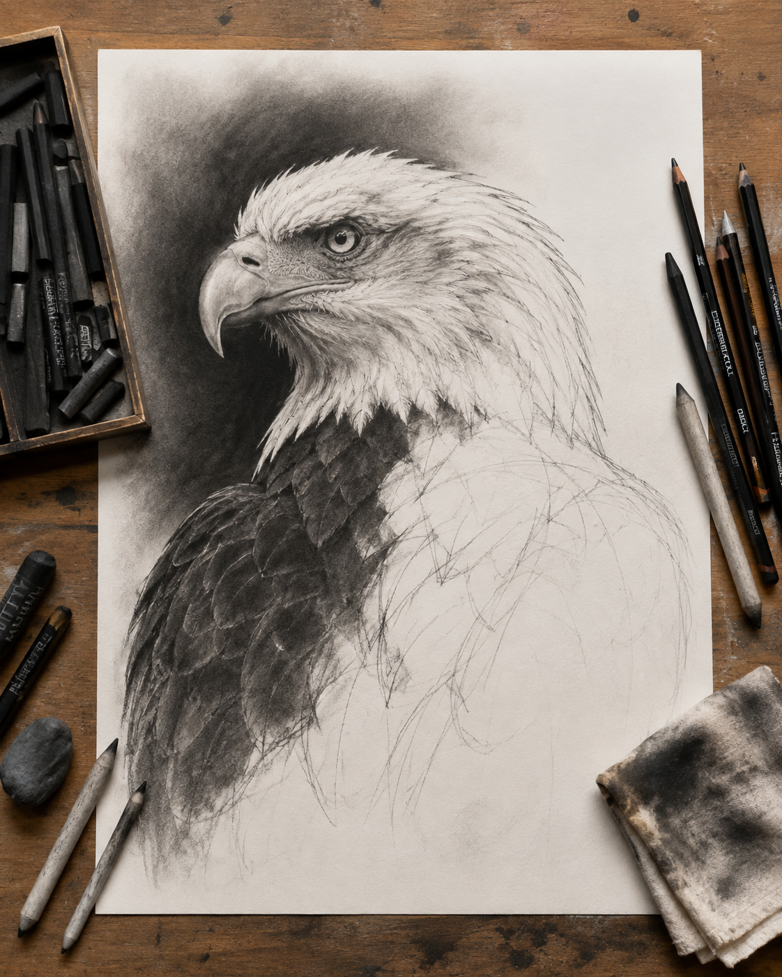 Eagle Study - Watercolor Pencil