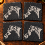 A Horse’s Trust four engraved black slate coasters