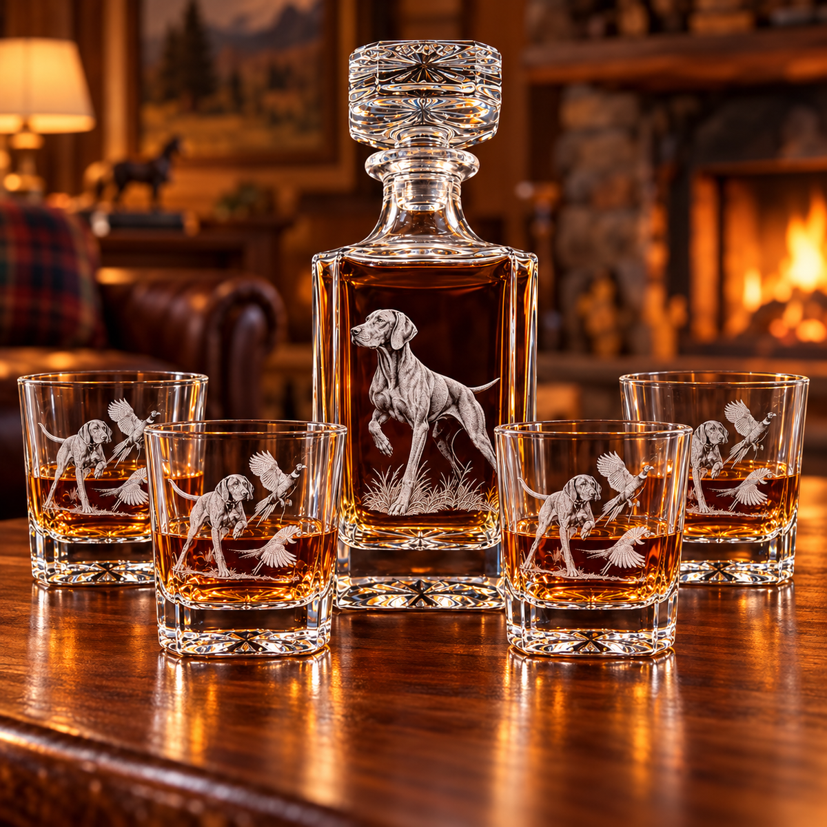 Decanter + 4 Glasses | Dog & Pheasant